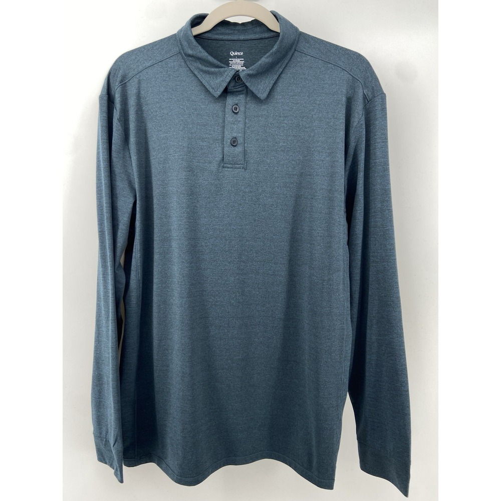Quince Shirt Men Large Flowknit Breeze Performance Polo Golf Stretch Long Sleeve
